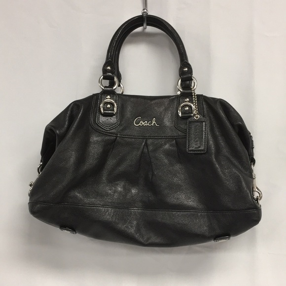 Coach Handbags - Coach Black Leather Satchel w/Purple Interior